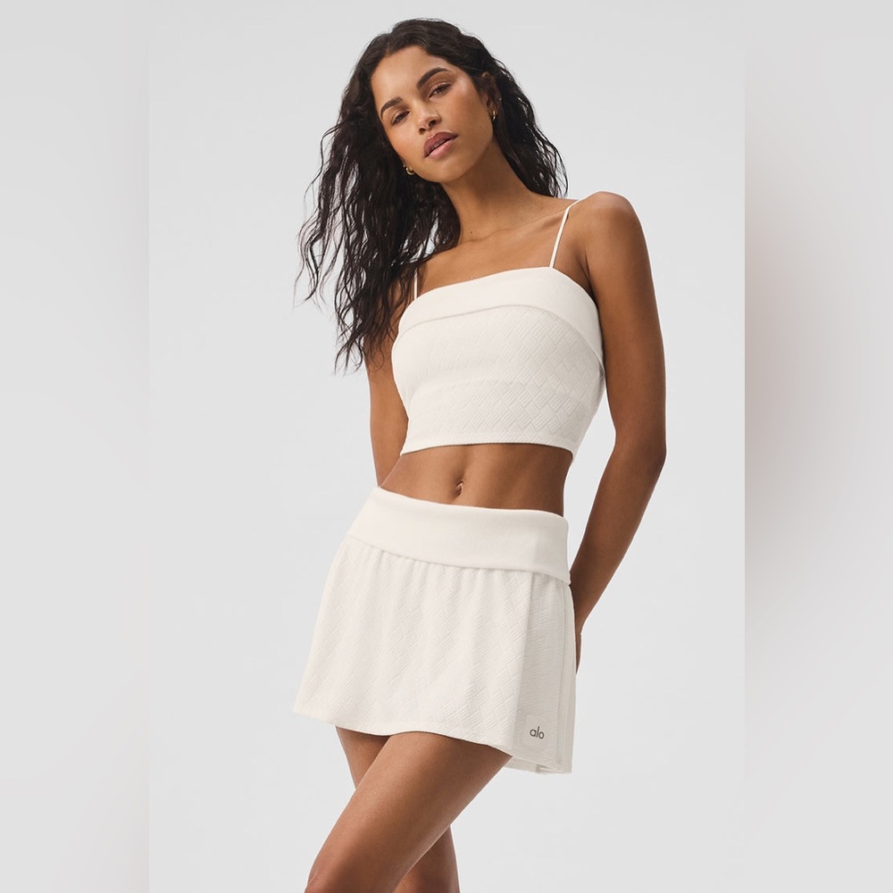 NWT ALO YOGA Doubles Only Bra Tank Yoga Ivory Size Small | Athleisure